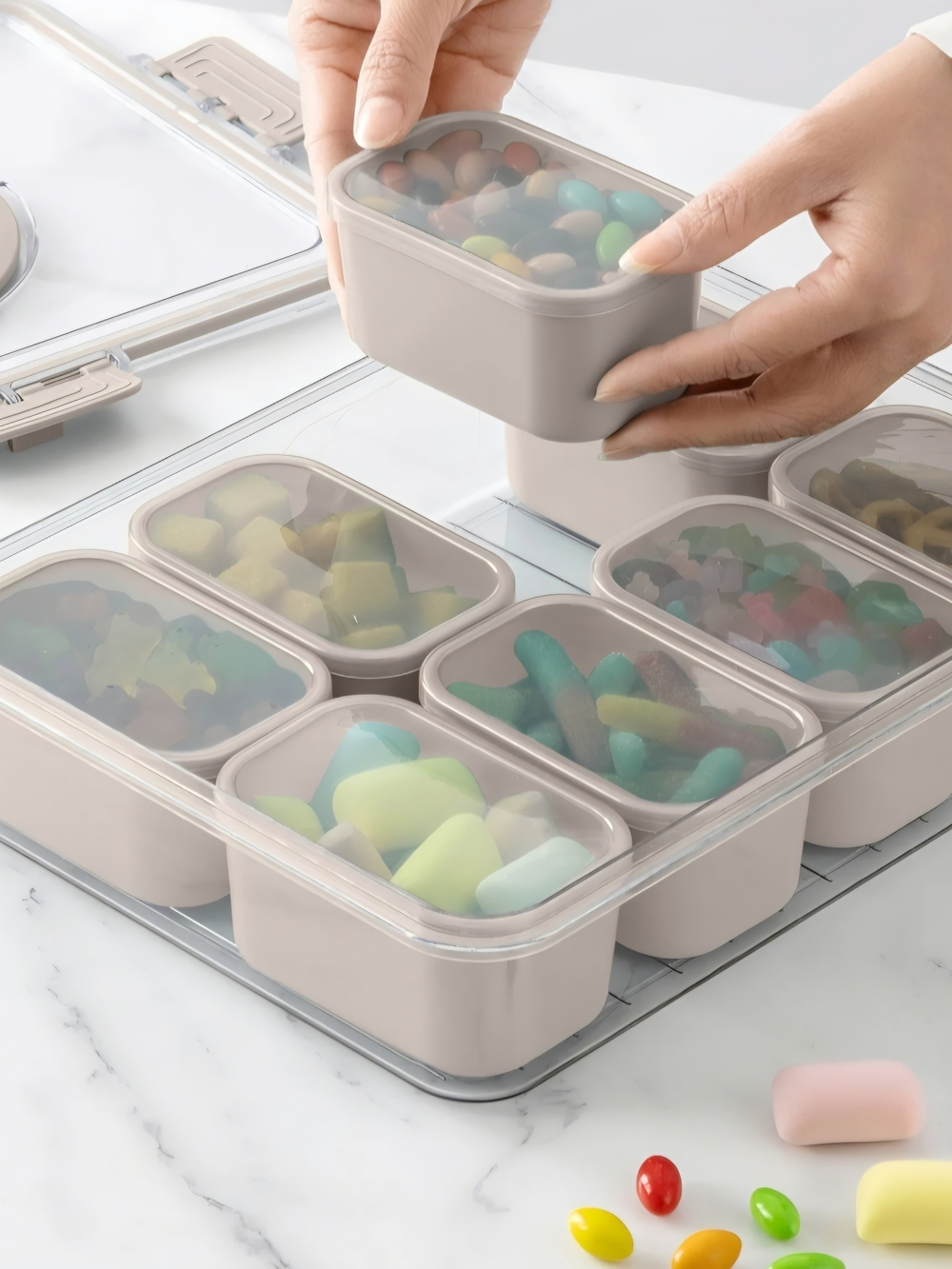 CWC Perfect On-The-Go Snack Box in Sand - 8-Compartments - Picture 5 of 7